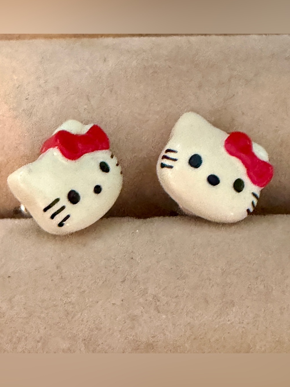 Sanrio White and Red Hello Kitty Kids Stud Earrings